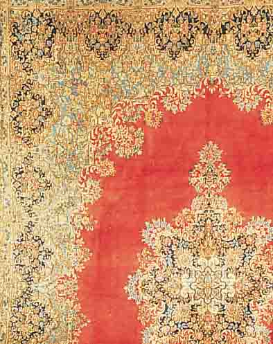 KERMAN,PERSIEN CA.400 X 290 CM. EHZ.3 FLOR WOLLE CA.50 JAHRE.