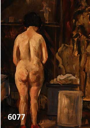 Hodapp, Otto, 1894-1968, stehender weiblicher RÜckenakt, Öl/Malkarton, re. unten sign., ca. 57 x 46 cm, R.
