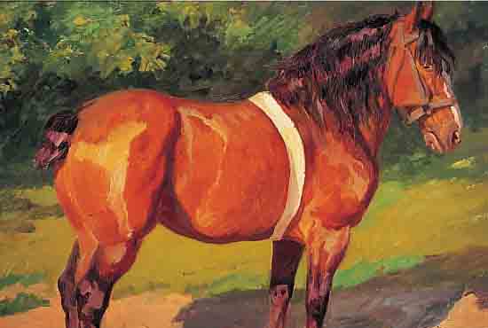 HOSSE, ADOLPH, 1875 HANAU-1958 HAMMELBURG, PORTRäT EINES KALTBLüTERS, ÖL/MALKARTON, LI. U. SIGN., CA. 61 X 71 CM, R.