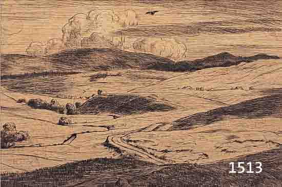 THOMA, HANS, 1839 BERNAU-1924 KARLSRUHE, WEITE HüGELIGE LANDSCHAFT, RADIERUNG, RE. U. HANDSIGNIERT, CA. 19 X 27 CM, PP, U.GL., R.