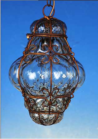 DECKENLAMPE, FRANKREICH, 30ER JAHRE, , GELBLICHES GLAS IN DIE DRAHTFORM GEBLASEN, H. CA. 25 CM, ELEKTRIFIZIERUNG ERNEUERT