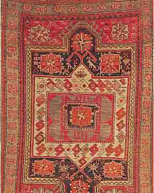 KAZAK,RUSSLAND CA.133 X 98 CM. EHZ.3 WOLLE-WOLLE UM 1900.