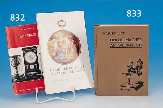 UHRMACHERLITERATUR, WILHELM SCHULTZ, DER UHRMACHER AM WERKTISCH, ACHTE AUFLAGE, BERLIN 1933, 538 SEITEN, 395 HOLZSCHNITTE UND ZEICH- NUNGEN, 5 ...