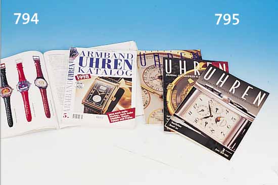KONVOLUT UHRENLITERATUR, A) ARMBANDUHREN- KATALOG, 1998, 408 SEITEN, MIT PREISANGABE, B)4 KATALOGE, SWATCH-ARMBANDUHREN, 1983-1993, 150 SEITEN, ...