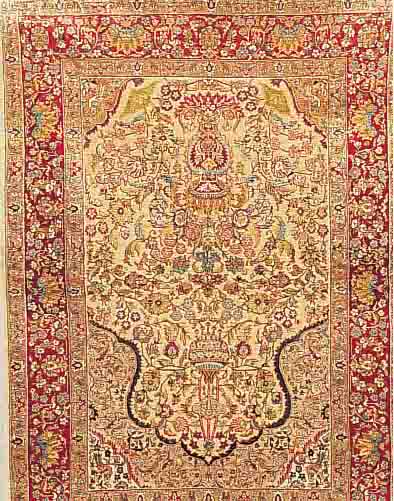 CHINA-HEREKE CA.138 X 98 CM. EHZ.2 FLOR NATURSEIDE M.GOLD BROSCHIERT. CA.1 MIO KN/QM. CA. 10 JAHRE.