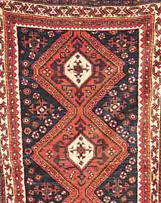 SHIRAZ,PERSIEN CA.214 X 124 CM. EHZ.3-4 WOLLE AUF ZIEGENHAAR CA.40 JAHRE.