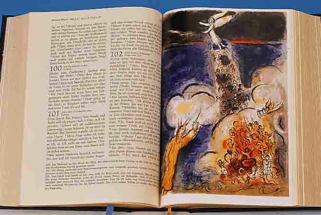 CHAGALL, MARC, DIE BIBEL, PATTLOCH VERLAG, 1990, NR. 1731 VON 20000 EXEMPL., REICH ILLUS-TRIERT MIT FARBOFFSETS, GOLDSCHNITT, GEPRäG- TER ...
