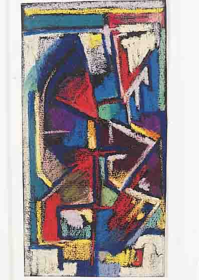 OLDEROCK, MAX, 1895 HAMBURG-1972 BERGSTEDT, ABSTRAKTE KOMPOSITION, PASTELLKREIDE AUF PAPIER, RE. U. SIGN., CA. 9,5 X 18 ,5 CM, PP, U.GL., R.