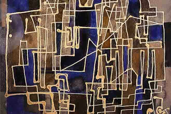 KRUG, CARL-HEINZ, GEB. 1915 WEIRBACH, ABSTRAKTE KOMPOSITION, MISCHTECHNIK AUF PAPIERRE. U. MONOGR., CA. 49 X 60 CM, U.GL., R.