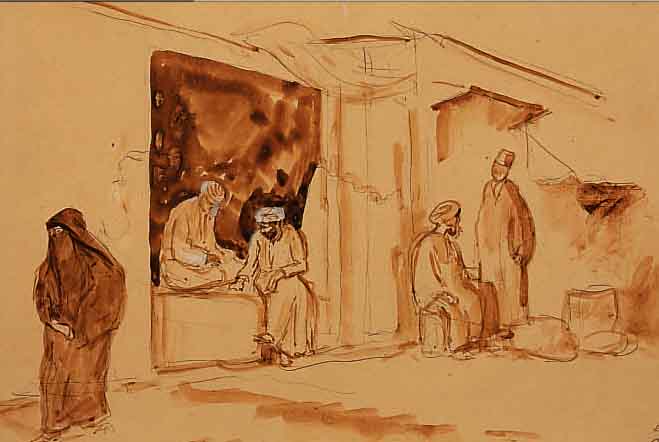 ORLIK, EMIL, 1870 PRAG-1932 BERLIN, KAIRO, BLEISTIFT UND SEPIA, WEIß GEHöHT, SIGN. UND DAT. 12, CA. 19,5 X 22,6 CM, ...