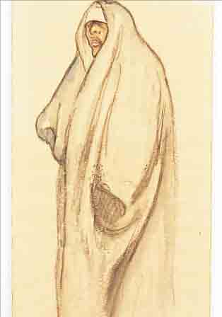 ORLIK, EMIL, 1870 PRAG-1932 BERLIN, NUBIERIN, KOHLE AQUARELLIERT, SIGN. UND DAT. 12, CA. 20,2 X 12 CM, AUSGESTELLT ...
