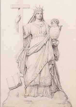 MALKNECHT,  ABBILDUNG EINER SKULPTUR, BLEISTIFTZEICHNUNG, LI. U. SIGN., CA. 26 X 15 CM, U.GL., R.