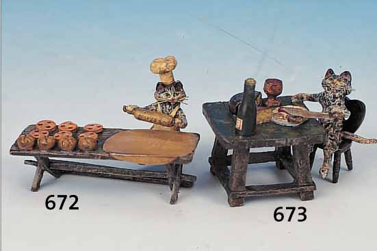 WIENER BRONZE, NACH 1950, 4.5 X 6.5 X 4.5CM,KATZE ALS BäCKER