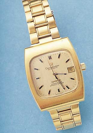 OMEGA HERRENARMBANDUHR CONSTELLATION AUTOMATIKCHRONOMETER, REF.-NR. 168044, SCHWEIZ UM 1975, METALLSTüLPGEH. HARTVERG., NEUTR. EDEL- ST.-BAND, ...
