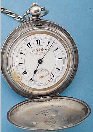 BILLODES HERRENTASCHENUHR SAVONETTE, SCHWEIZ/ENGLAND FüR DEN TüRK. MARKT UM 1880, 800ER SILBER, SCHLüSSELAUFZUG, SCHLüSSEL ANBEI, EMAILBL. ...