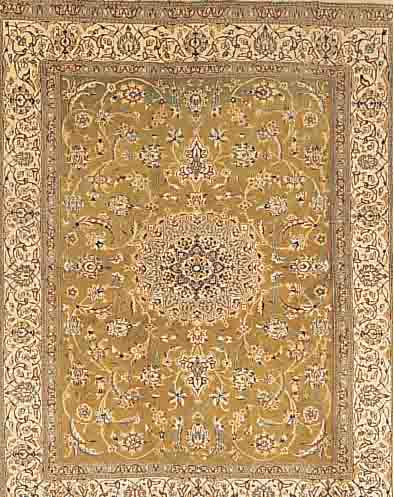 NAIN,PERSIEN CA.246 X 198 CM. EHZ.3 FLOR WOLLE M. SEIDE CA.10 JAHRE.