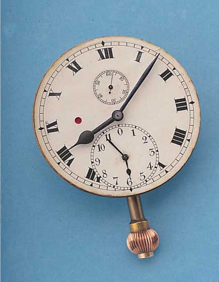 EINBAUBORDCHRONOGRAPH, KAL. UNGED., M. 12- STD.-STOPPZäHLER, MESSINGGEH., KL. SEK., STOPPFKT. üBER SCHALTRAD U. DRüCKERKRONE, SCHWEIZ ...