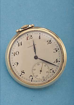 LONGINES HERRENTASCHENUHR LEPINE, SCHWEIZ/ USA UM 1940, GG-FILLED, 17 ST., KAL. 17L, KOMP.-UNR., GEBL. BREG.-SPIR., D. CA. 45 MM, VERS. BLATT, ...