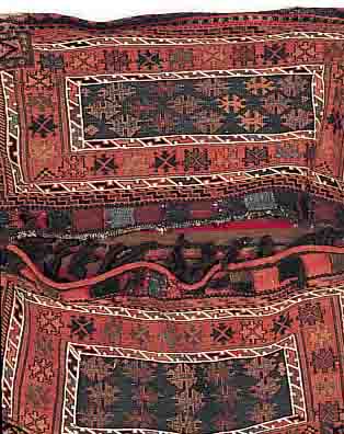 KORDI-ESELSTASCHE,PERSIEN CA.125 X 106 CM. EHZ.2-3 WOLLE-WOLLE UM 1950.