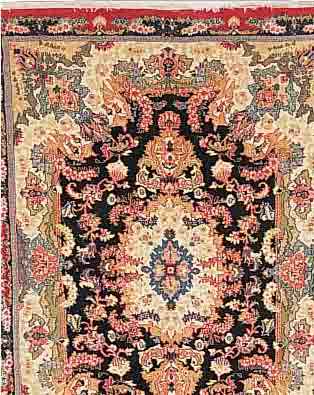 KASCHMAR,PERSIEN CA.200 X 145 CM. EHZ.3 FLOR WOLLE M.SEIDE CA. 10 JAHRE.