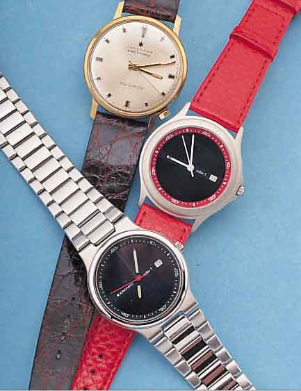 KONVOLUT: 3 JUNGHANS HERRENARMBANDUHREN, UNGETR. LAGERW., 1X ELEKTRONIC/ATO-CHRON, UM 1969, ELEKTROMECHAN. PRINZIP, KAL. 600,30, WERK VERG., ...