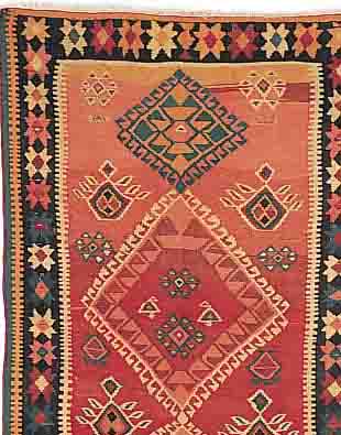 GHASCHGAI-KELIM,PERSIEN CA.339 X 150 CM. EHZ.3 WOLLE-WOLLE CA.40 JAHRE.