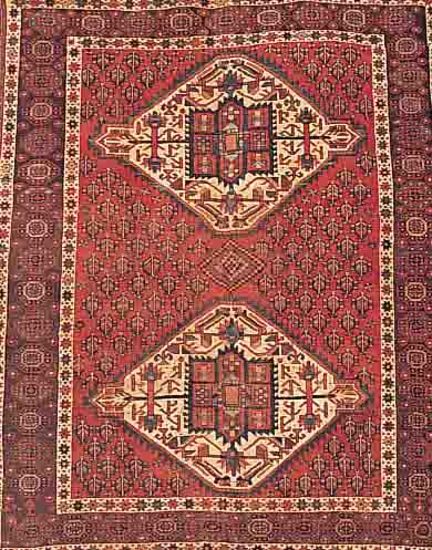 AFSCHAR,PERSIEN CA.175 X 140 CM. EHZ.3-4 WOLLE-WOLLE UM 1910.
