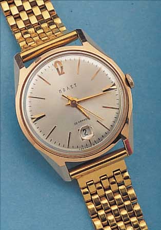 POLJOT HERRENARMBANDUHR AUTOMATIK, SOWJET- UNION UM 1971, RG 583/000, BODEN GEDR., 29 ST., LUPENGL., DATUM BEI 6, ZENTRALROTOR, SCHR.-UNR., ...