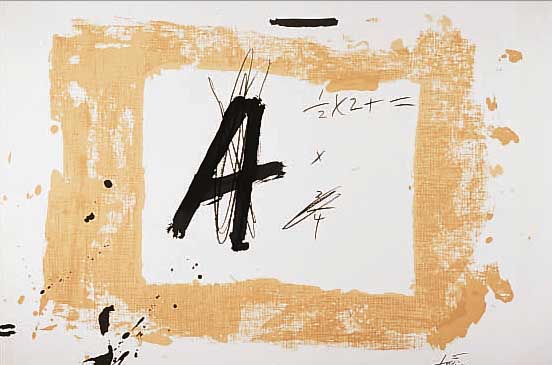 TAPIéS, ANTONI, GEB. 1923 BARCELONA, KOMPOSITION MIT GROßEM A, FARBLITHOGRAPHIE, BLATTGR. CA. 55 X 75 CM, WVZ G639