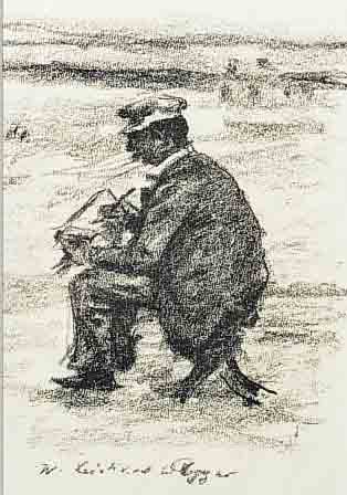 CORINTH, LOVIS, 1858-1925, WALTER LEITIKOV IM ACKER, LITHOGRAPHIE VON 1920, CA. 17 X 15 ...