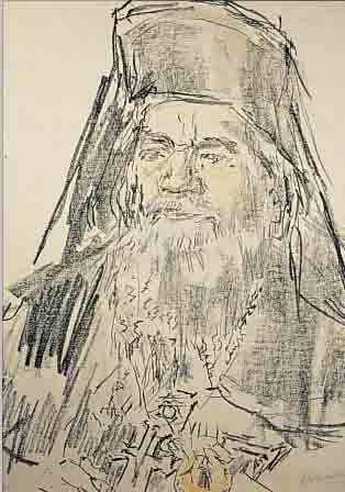 KOKOSCHKA, OSKAR, 1886-1980, LITHOGRAPHIE AUF JAPAN-PAPIER, AUS DER SERIE JERUSALEM FACES, KOLORIERT, ...