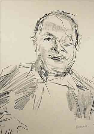 KOKOSCHKA, OSKAR, 1886-1980, MOSHE DAJAN, LITHOGRAPHIE AUF JAPAN-PAPIER, AUS DER SERIE JERUSALEM FACES, KOLORIERT, ...