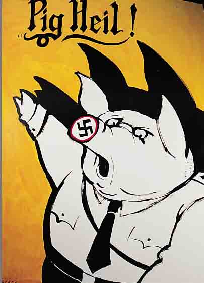 UNGERER, TOMI, PIG HEIL, FARBOFFSET, HANDSIGNIERT, BLATTGR. CA. 83,8 X 59,5 CM