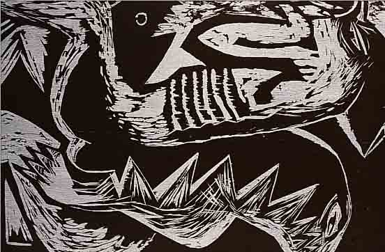BARFUSS, INA, GEB. 1949 LüNEBURG, FARBHOLZSCHNITT VON 1985, HANDSIGNIERT, CA. 59,5 X 39,5 CM