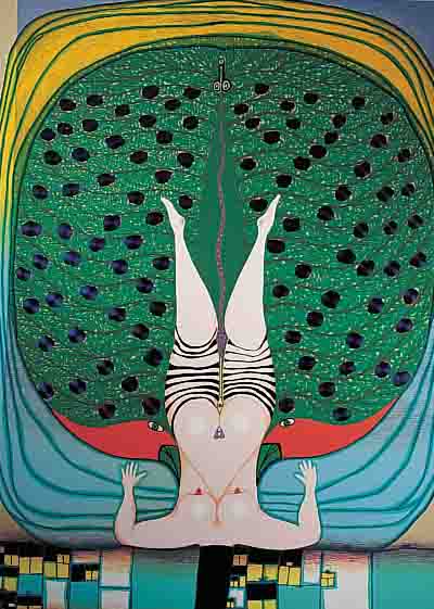 HUNDERTWASSER, FRIEDENSREICH, 1928-2000, HOMMAGE A SCHRöDER-SONNENSTERN, MISCHTECHNIK MIT METALLFOLIENPRäGUNG, NUM. 2383/4200, ...