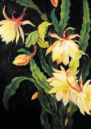 UNBEKANNTER MALER UM 1900, STILLEBEN MIT BLüHENDEM KAKTUS, ÖL/LWD, LI. U.UNLESERLICH SIGNIERT, CA. 80 X 50 CM