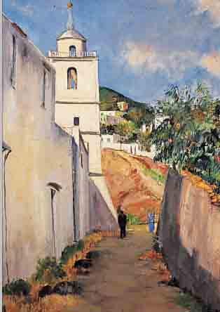 COLUCCI, E.M., ITALIENISCHE DORFANSICHT, ÖL/MALKARTON, RE. U. SIGN., CA. 59 X 47 CM, R.