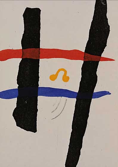 MIRO, JOAN, 1893-1983, VIER POCHOIR-SIEBDRUCKE VON 1958, ED. ELUARD, JACOMET, BERGGRUEN PARIS, JE CA. 20,5 X 11 CM