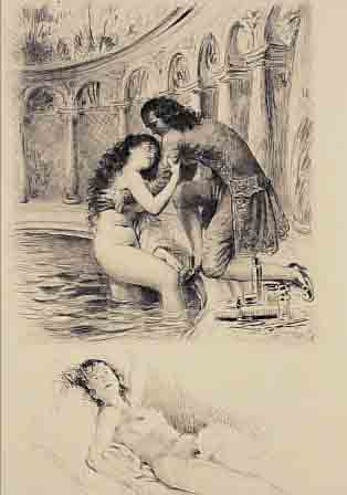 BECAT, PAUL EMILE, VIER RADIERUNGEN AUS TANZAI ET NEADAME, AUS DER VORZUGSAUSGABE, EDIT. ERYX PARIS, 1950, JE CA. 27,5 X 22 CM