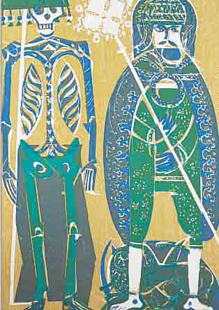 GRIESHABER, HAP, 1909-1981, ACHT FARBHOLZSCHNITTE AUS: DER TOTENTANZ VON BASEL, VERLAG DER KUNST DRESDEN 1966