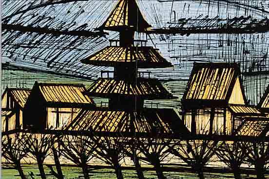 BUFFET, BERNARD, 1928-1999, , TEMNPLE TO-JI IN KYOTO, FARBLITHOGRAPHIE AUS:, EINE REISE NACH JAPAN, AUFLAGE 180 ...