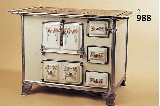 OFEN, WOHL DEUTSCH, UM 1920, EISENBLECH EMAILLIERT, BLUMENDEKOR, LEICHT REST., OHNE ...