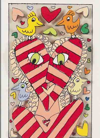 RIZZI, JAMES, DREIDIMENSIONALE FARBLITHOGRAPHIE, MISS HEART,VON 1997, HANDSIGNIERT UND NUM. 254/350, CA. 10 X 6,5 CM, ...