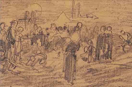 WOPFNER, JOSEPH, 1843 SCHWAZ/TIROL-1927 MüNCHEN, VIELFIGURIGE SZENE, BEZEICHNET SONNWEND 1880, ...