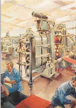 MONOGRAMMIST HD, 30ER JAHRE, ARBEITER IN EINER LEDERVERARBEITENDEN FABRIK, 1 X BLEISTIFTZEICHNUNG, CA. 52 X 42 CM, 1 X AQUARELL UNF ...
