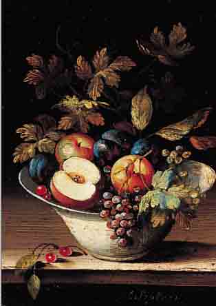 CALZOLARI, ZEITGEN. ITALIENISCHER TRADITIONA- LIST, ZWEI PENDANTS: STILLEBEN MIT FRüCHTEN,ÖL/KUPFER, RE. U. SIGN., JE CA. 15 X 11,5 CM, RAHMEN