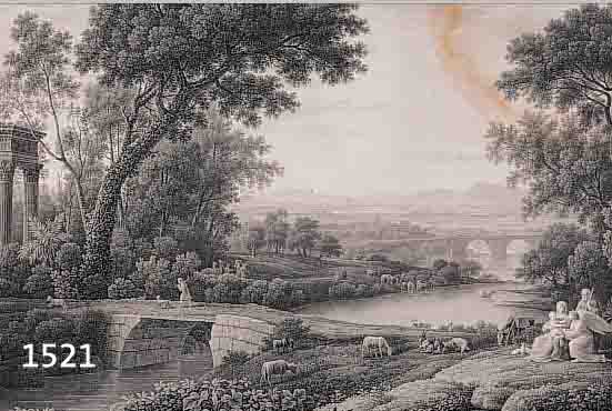 HELDENWANG, CHRISTIAN, KUPFERSTICH NACH EINEM GEMäLDE VON LORRAIN, 1824, DER MITTAG, GEBRäUNT UND WASSERFLECKIG, CA. 40.5 X 57.5 CM