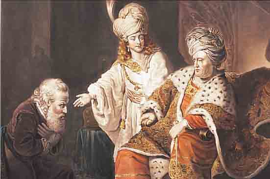 SCHABBLATT NACH EINEM GEMäLDE VON FERDINAND BOL, 1792 LONDON, JOSEPH UND JAKOB VOR DEM PHARAO, GEBRäUNT UND LEICHT FLECKIG, CA. 42 X 53 CM