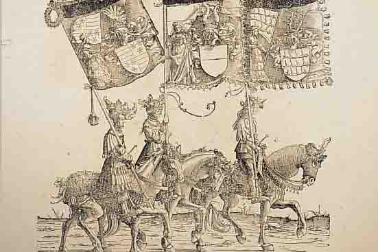 5 KUPFERSTICHE, DEUTSCH, 18. JH., NACH VORBILD DES 16. JH., DARST. EINES TRIUMPFZUGES, GEBRäUNT, UNTERSCH. GRößEN