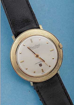 LUCIEN PICCARD HERRENARMBANDUHR SEASHARK/ AUTOMATIK, SCHWEIZ/USA UM 1962, GG 585/000, EINSCHALENAUSF., GET. A-WELLE, BEI FERTIGST. ...